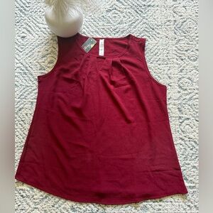 NWT Sleeveless Deep Red Keyhole Neck Top